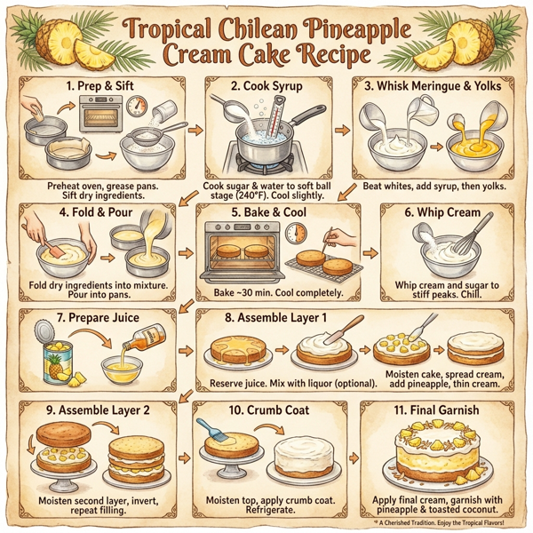 Tropical Chilean Pineapple Cream Cake instructions
