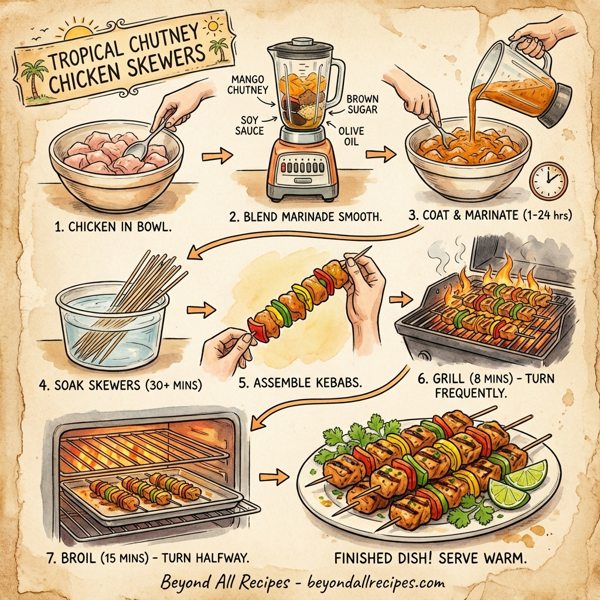 Tropical Chutney Chicken Skewers instructions