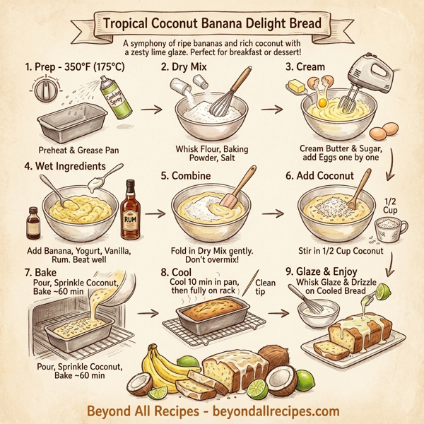 Tropical Coconut Banana Delight Bread instructions