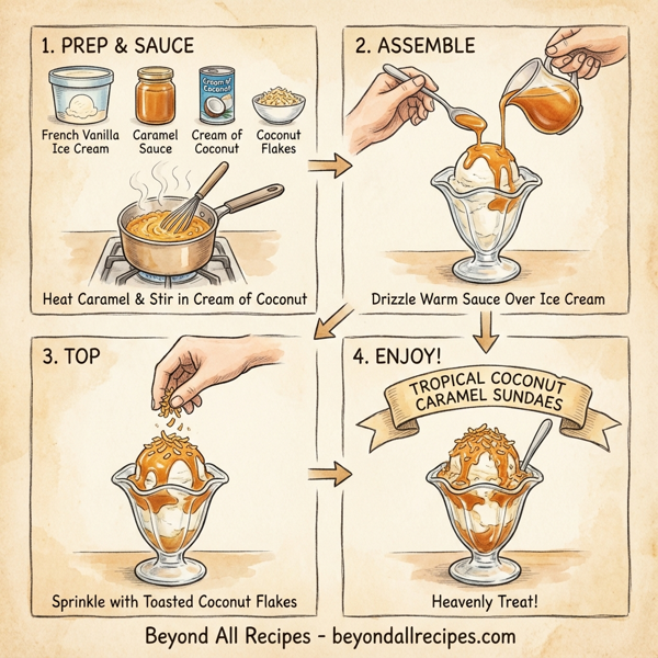 Tropical Coconut Caramel Sundaes instructions