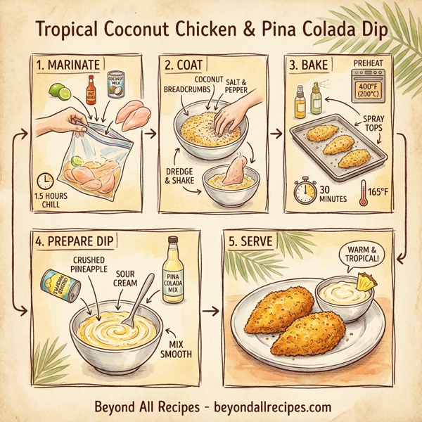 Tropical Coconut Chicken with Pina Colada Dipping Sauce instructions