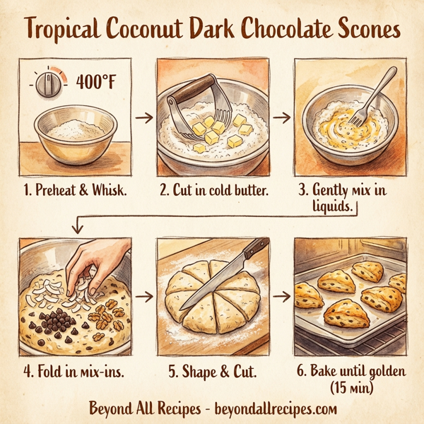 Tropical Coconut Dark Chocolate Scones instructions