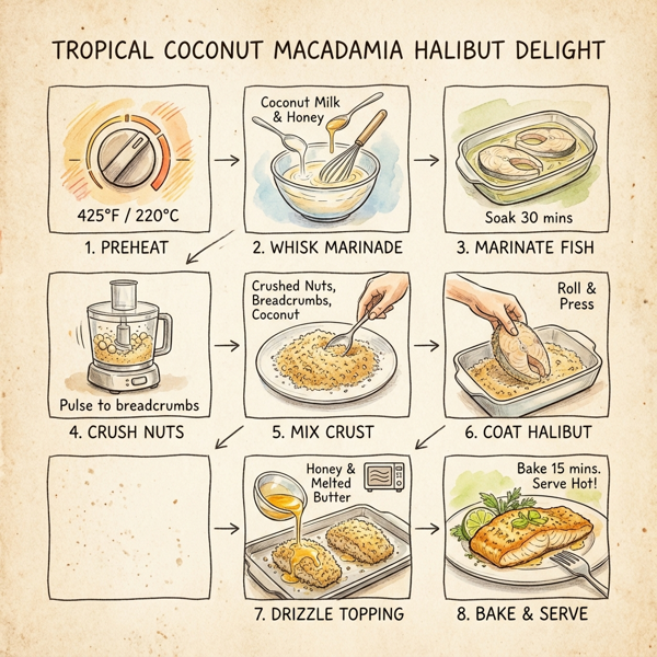 Tropical Coconut Macadamia Halibut Delight instructions