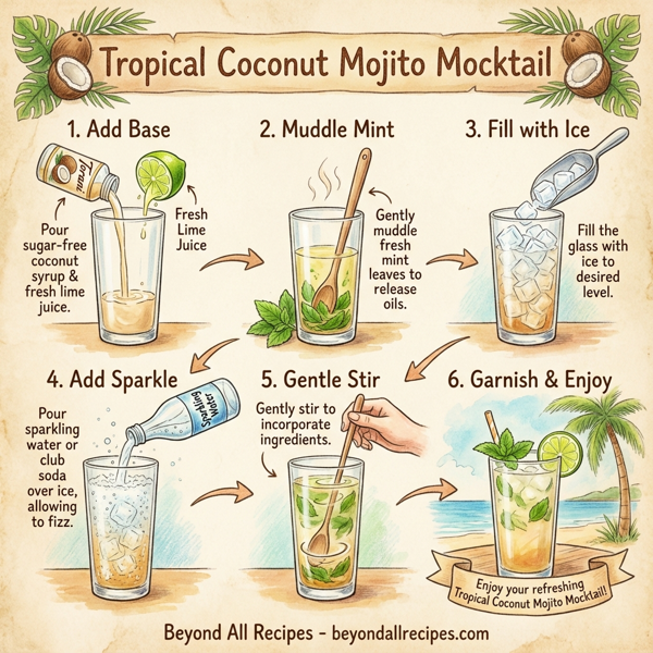Tropical Coconut Mojito Mocktail instructions