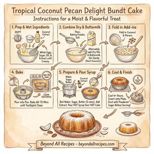 Tropical Coconut Pecan Delight Bundt Cake instructions