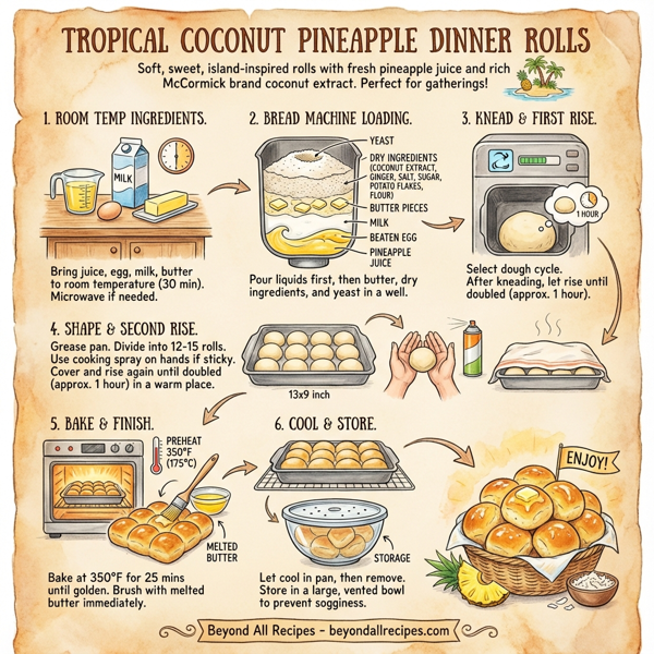 Tropical Coconut Pineapple Dinner Rolls instructions