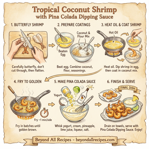 Tropical Coconut Shrimp with Pina Colada Dipping Sauce instructions