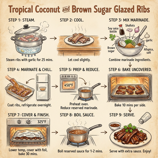 Tropical Coconut and Brown Sugar Glazed Ribs instructions
