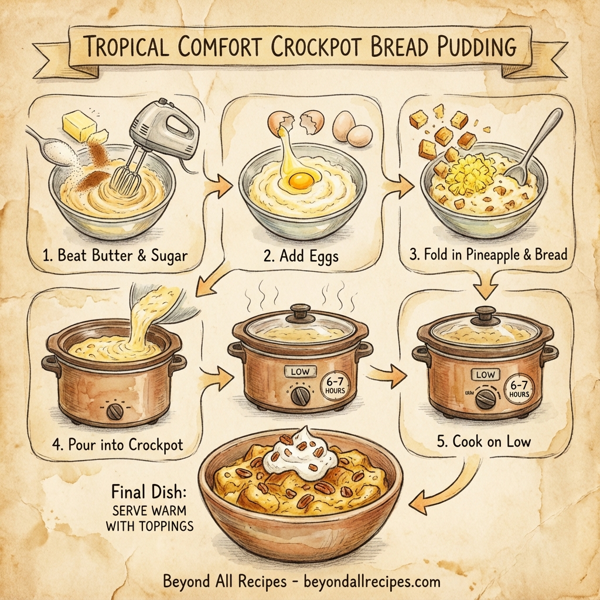 Tropical Comfort Crockpot Bread Pudding instructions