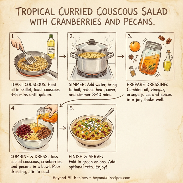Tropical Curried Couscous Salad with Cranberries and Pecans instructions