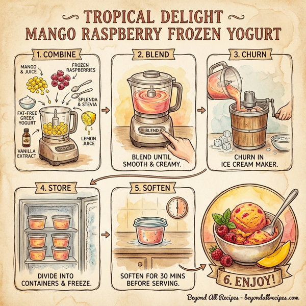 Tropical Delight Mango Raspberry Frozen Yogurt instructions