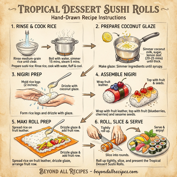 Tropical Dessert Sushi Rolls instructions