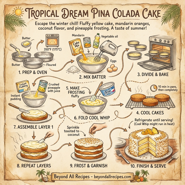 Tropical Dream Pina Colada Cake instructions