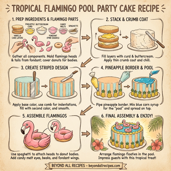 Tropical Flamingo Pool Party Cake instructions