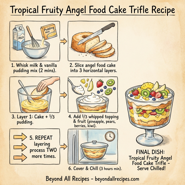 Tropical Fruity Angel Food Cake Trifle instructions