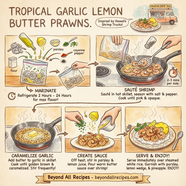 Tropical Garlic Lemon Butter Prawns instructions