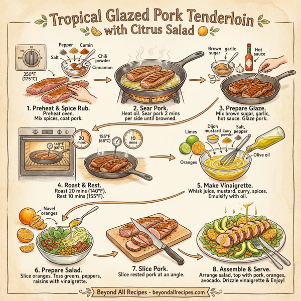 Tropical Glazed Pork Tenderloin with Citrus Salad instructions