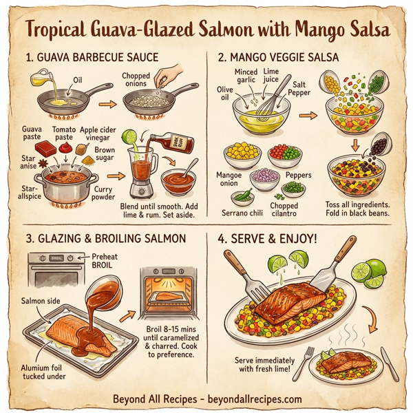Tropical Guava-Glazed Salmon with Mango Salsa instructions