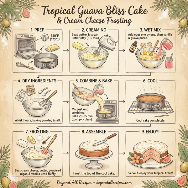 Tropical Guava Bliss Cake with Cream Cheese Frosting instructions