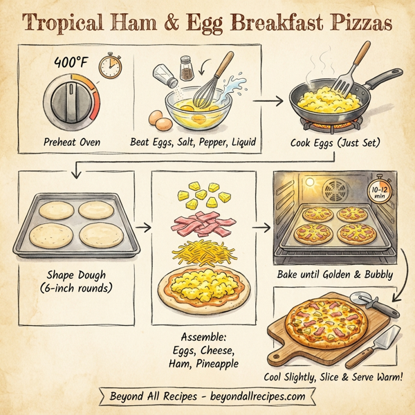 Tropical Ham & Egg Breakfast Pizzas instructions