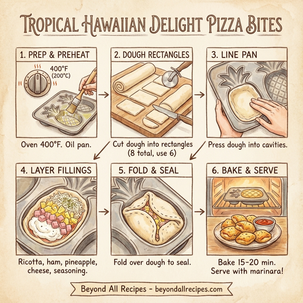 Tropical Hawaiian Delight Pizza Bites instructions