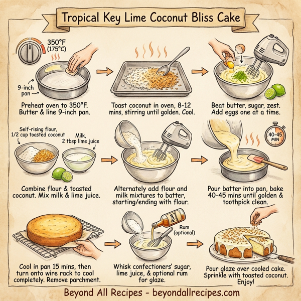 Tropical Key Lime Coconut Bliss Cake instructions
