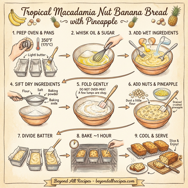 Tropical Macadamia Nut Banana Bread with Pineapple instructions