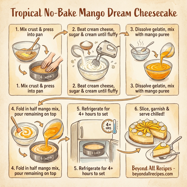 Tropical No-Bake Mango Dream Cheesecake instructions