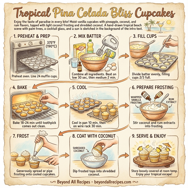 Tropical Pina Colada Bliss Cupcakes instructions