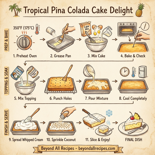 Tropical Pina Colada Cake Delight instructions