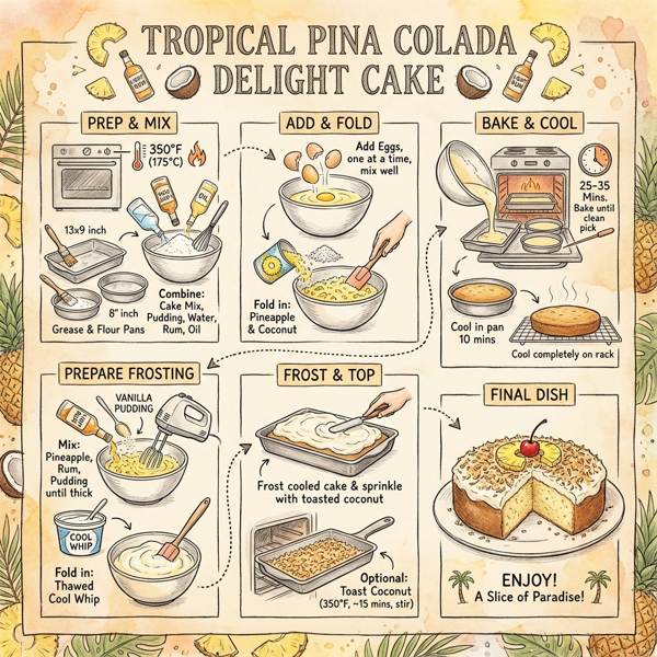 Tropical Pina Colada Delight Cake instructions