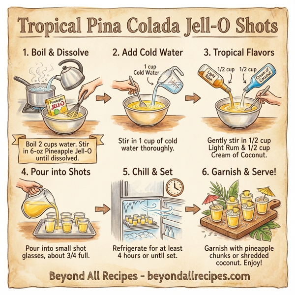 Tropical Pina Colada Jell-O Shots instructions