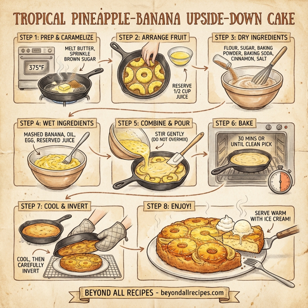 Tropical Pineapple-Banana Upside-Down Cake instructions