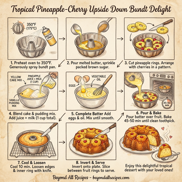 Tropical Pineapple-Cherry Upside Down Bundt Delight instructions