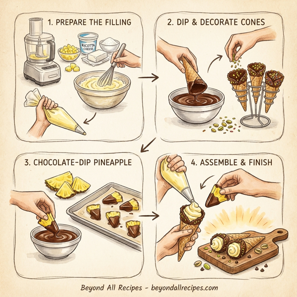 Tropical Pineapple Cannoli Cones Delight instructions
