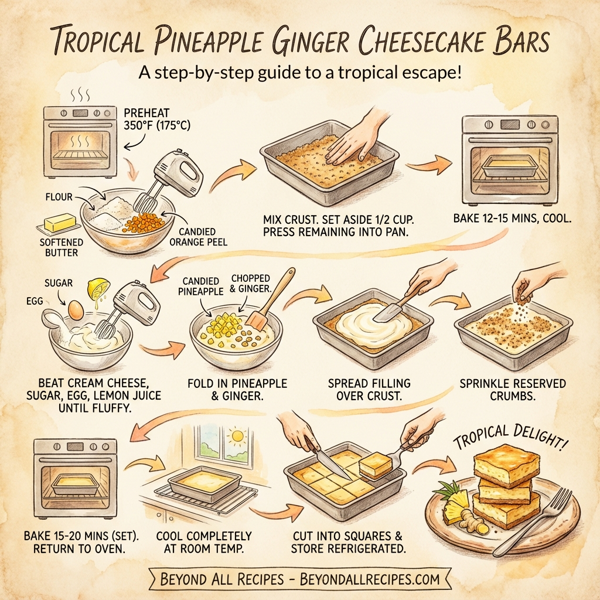 Tropical Pineapple Ginger Cheesecake Bars instructions