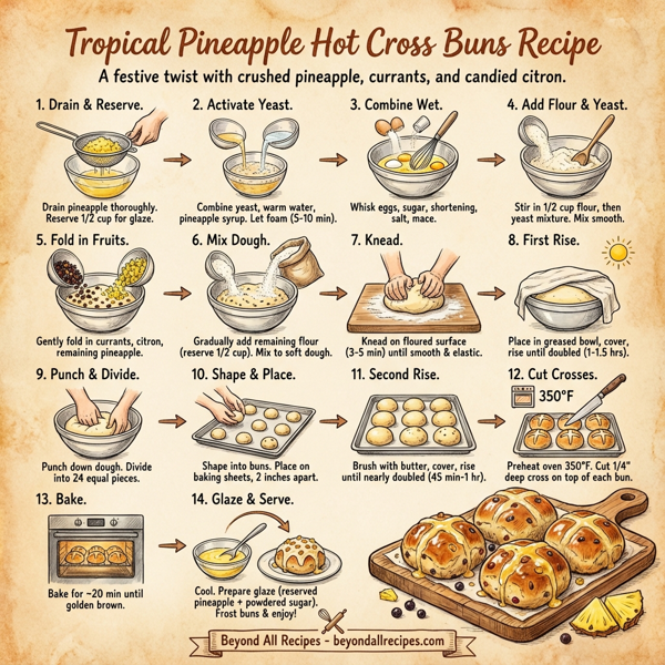 Tropical Pineapple Hot Cross Buns instructions
