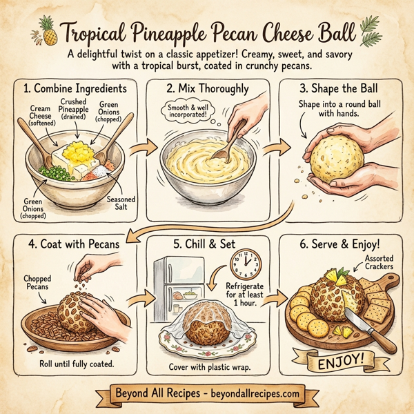 Tropical Pineapple Pecan Cheese Ball instructions