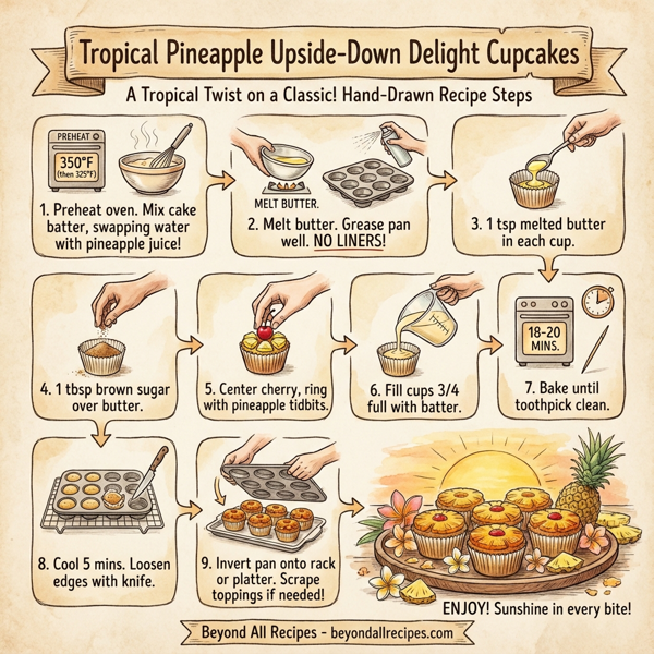 Tropical Pineapple Upside-Down Delight Cupcakes instructions
