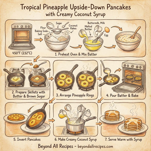 Tropical Pineapple Upside-Down Pancakes with Creamy Coconut Syrup instructions