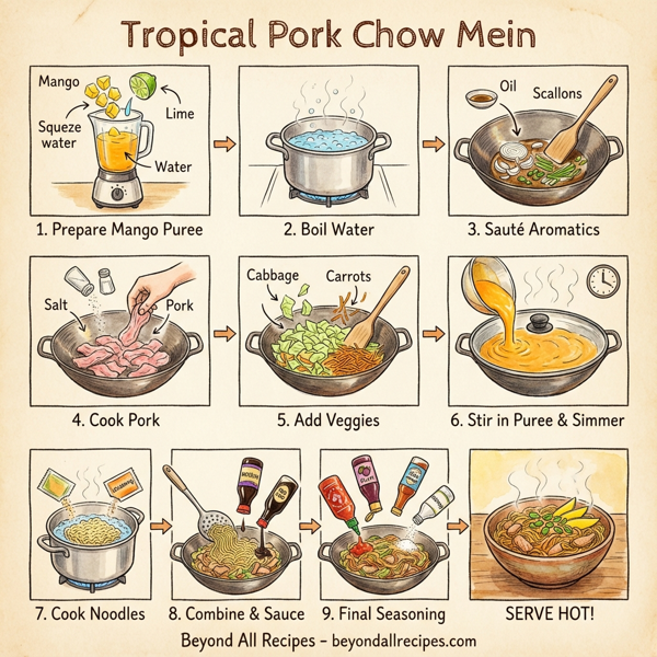 Tropical Pork Chow Mein instructions