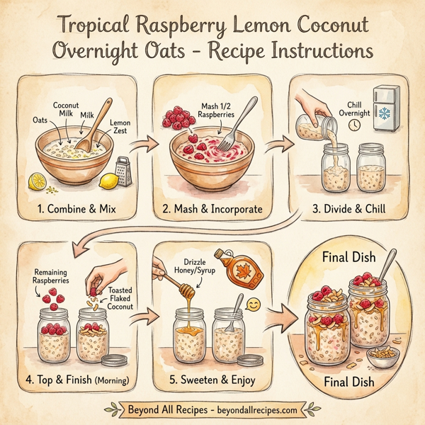 Tropical Raspberry Lemon Coconut Overnight Oats instructions