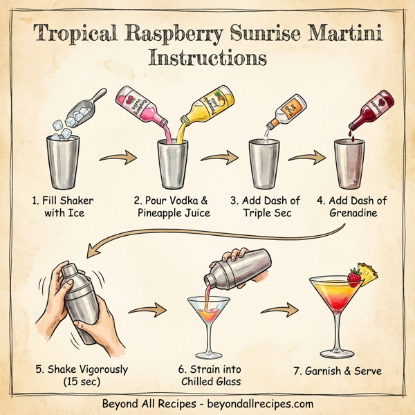 Tropical Raspberry Sunrise Martini instructions