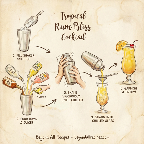 Tropical Rum Bliss Cocktail instructions