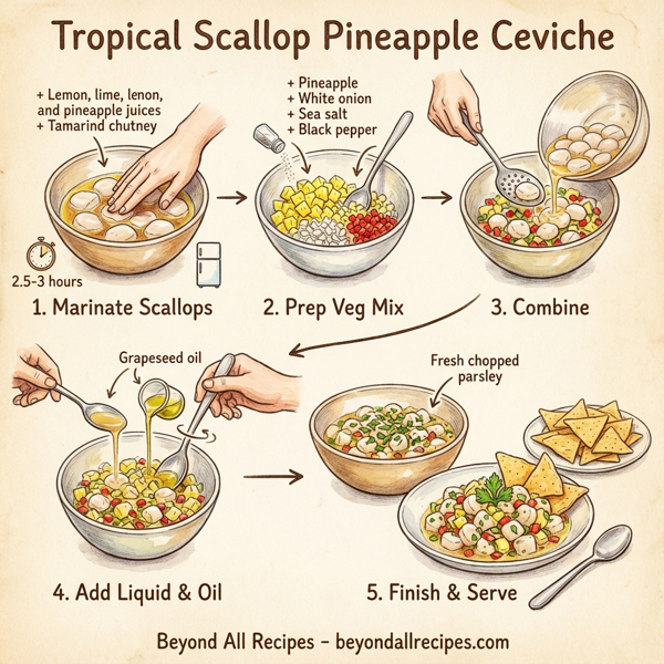 Tropical Scallop Pineapple Ceviche instructions