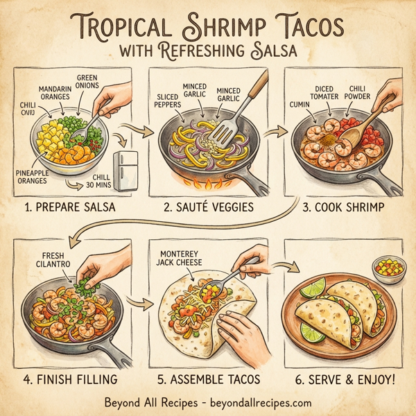 Tropical Shrimp Tacos with Refreshing Salsa instructions