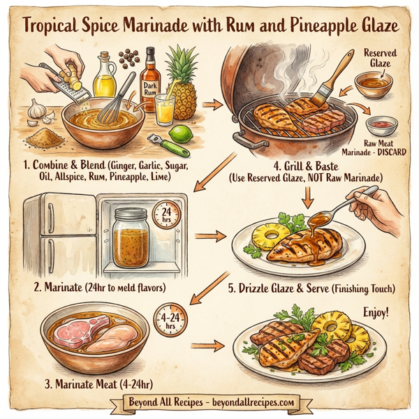 Tropical Spice Marinade with Rum and Pineapple Glaze instructions