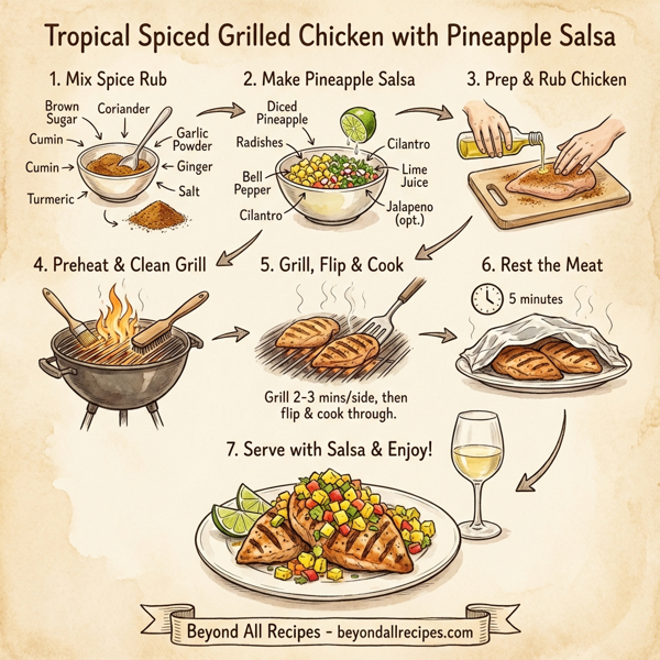 Tropical Spiced Grilled Chicken with Pineapple Salsa instructions