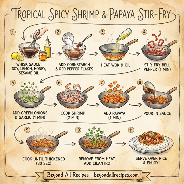 Tropical Spicy Shrimp & Papaya Stir-Fry instructions