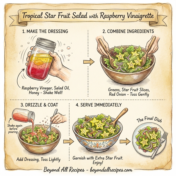 Tropical Star Fruit Salad with Raspberry Vinaigrette instructions